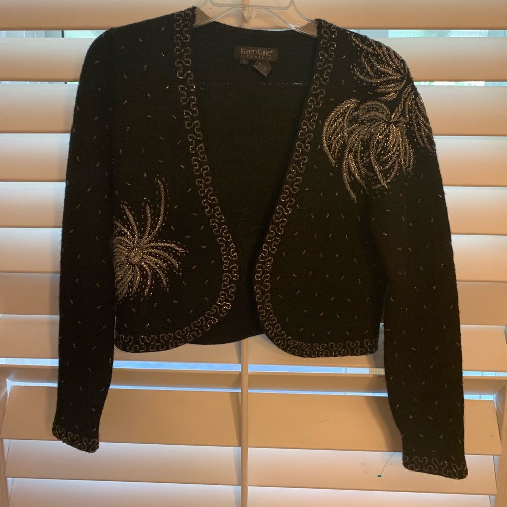 *vintage* black beaded bolero style cardigan